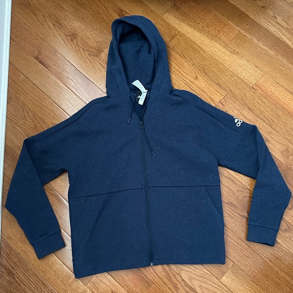 ADIDAS Mens Navy Zip Hoodie - Picture 1 of 4